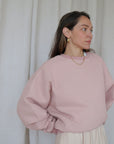 Izzy Waffle Sweatshirt Dusky Pink