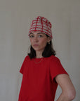 RED GRID BEANIE