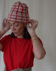 RED GRID BEANIE