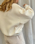 Izzy Sweatshirt Waffle Cotton Blush w/ Contrast Cuffs