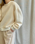Izzy Sweatshirt Waffle Cotton Blush w/ Contrast Cuffs
