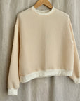 Izzy Sweatshirt Waffle Cotton Blush w/ Contrast Cuffs