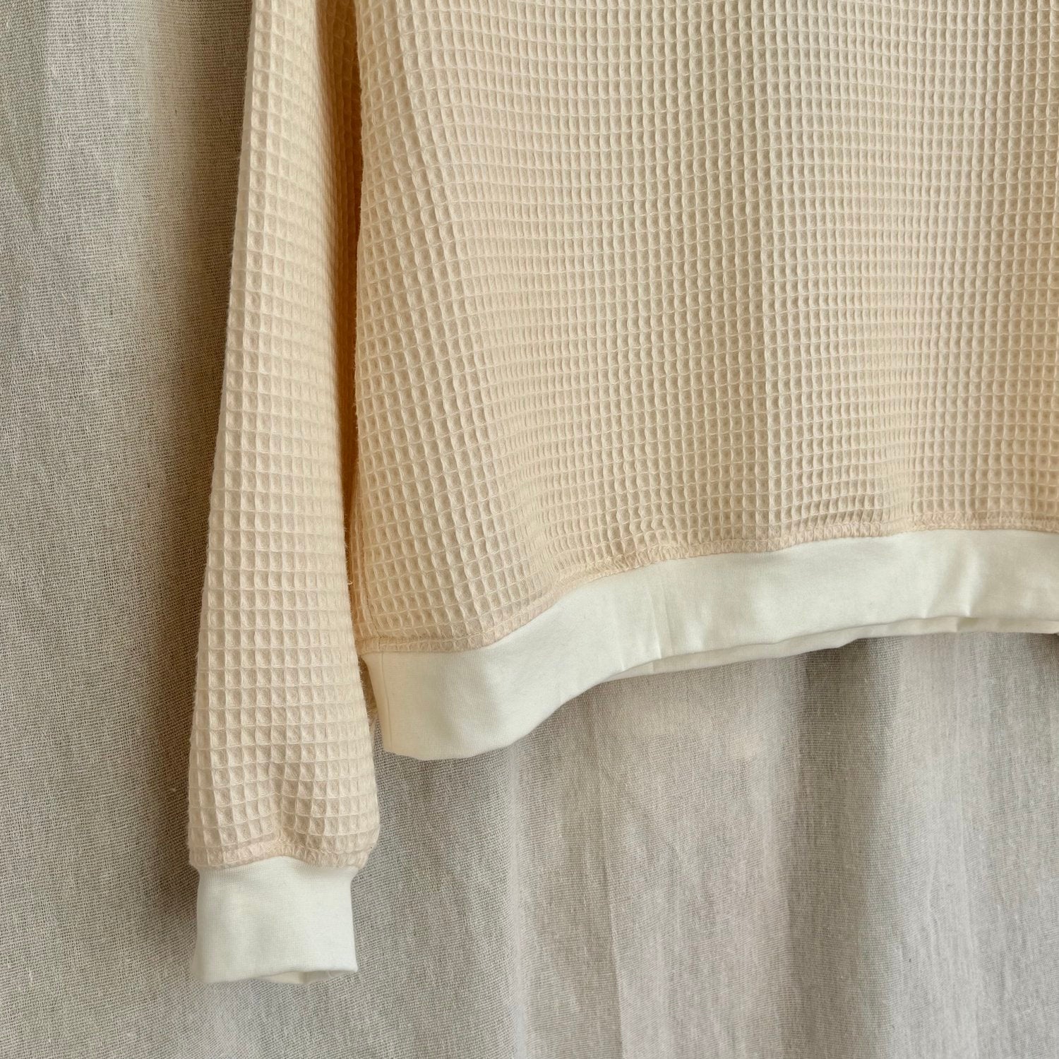 Izzy Sweatshirt Waffle Cotton Blush w/ Contrast Cuffs