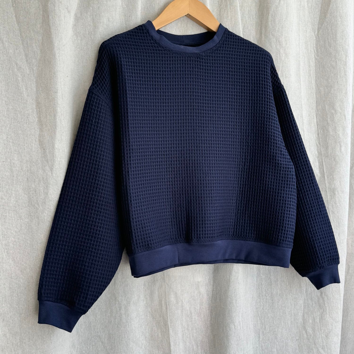 Izzy Sweatshirt Waffle Cotton Navy