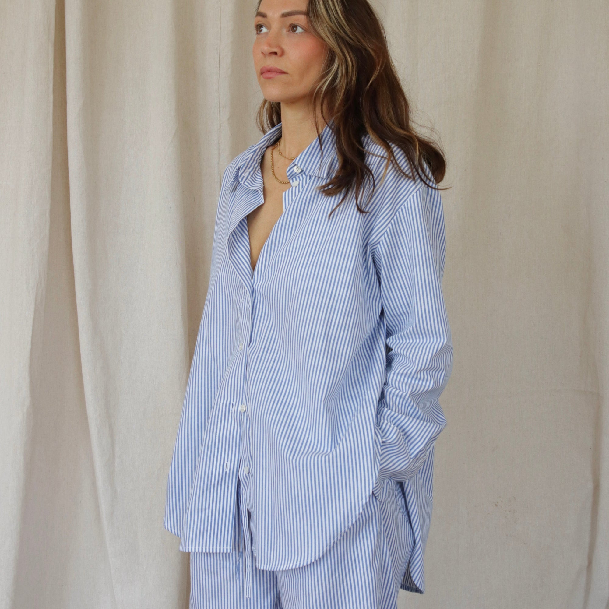 Theo Shirt Blue/White stripe