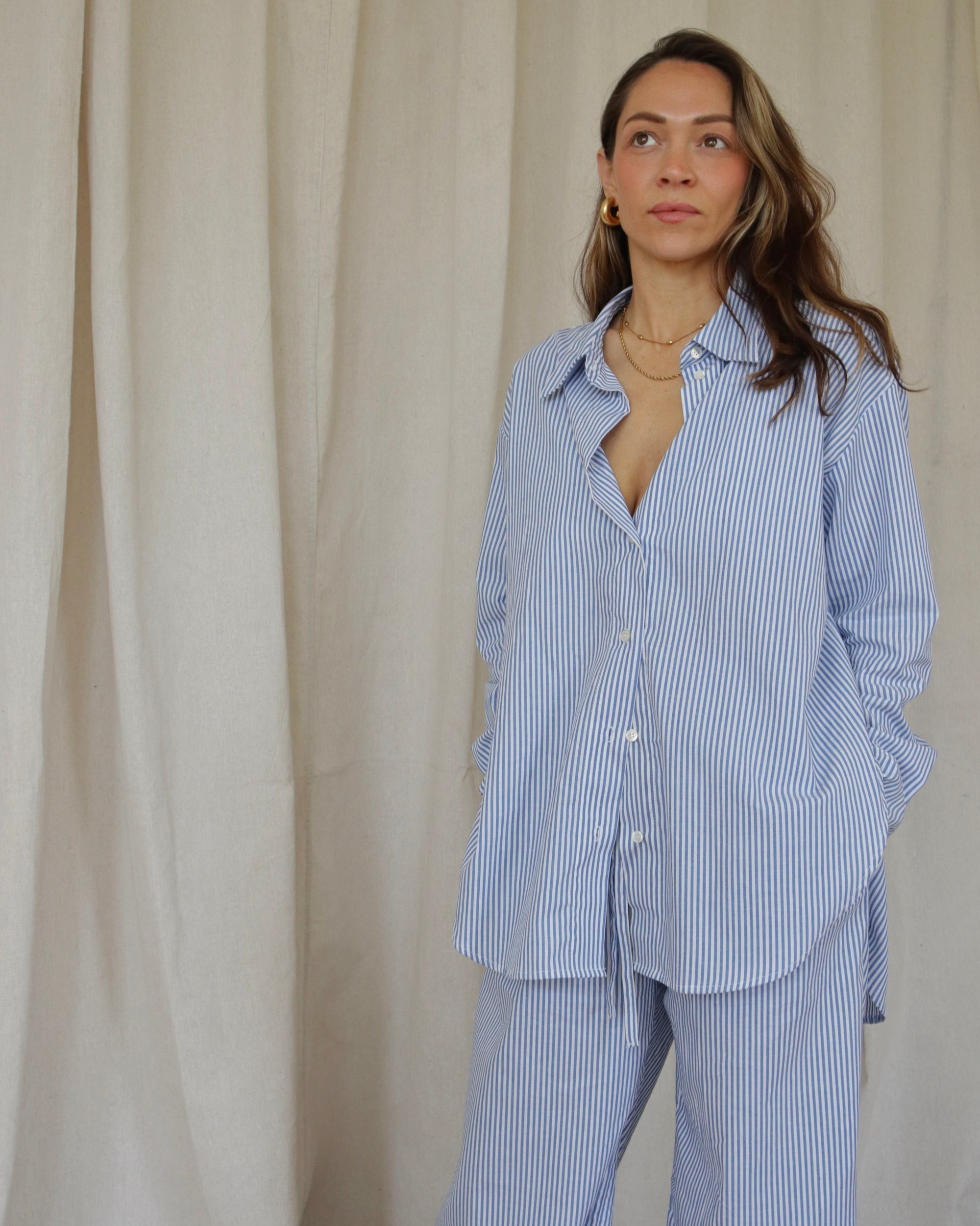 Theo Shirt Blue/White stripe