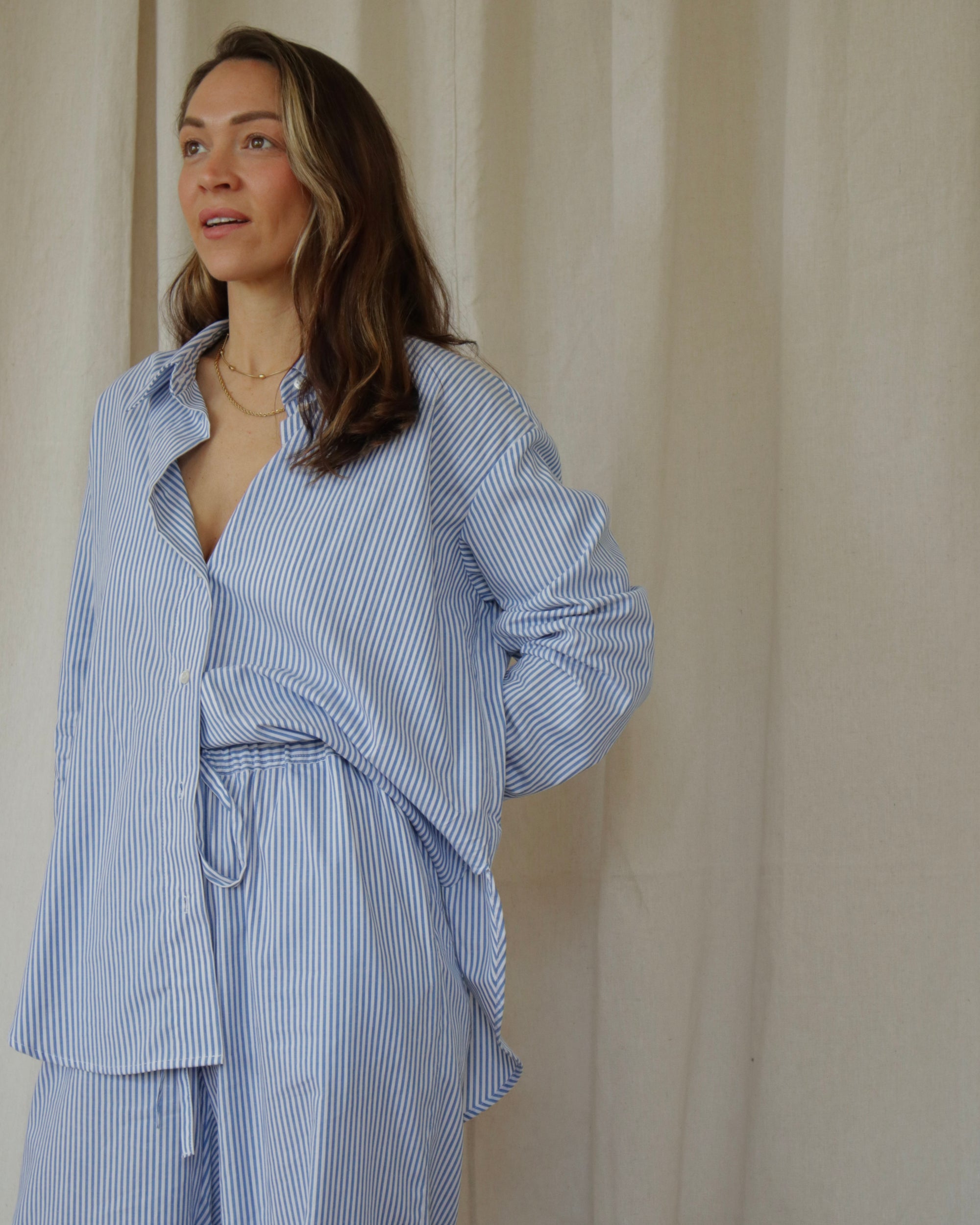 Theo Shirt Blue/White stripe