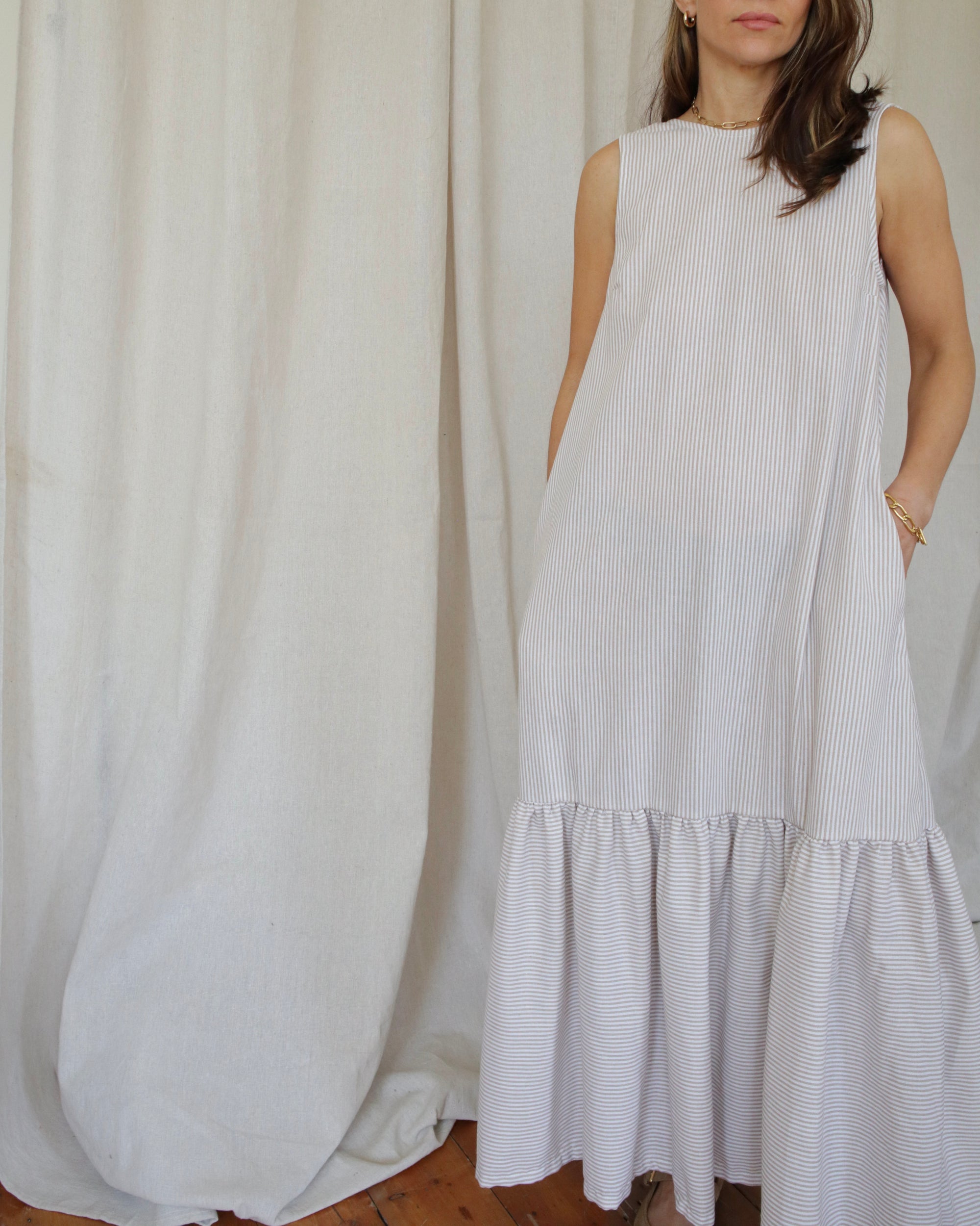 Zaza Dress Cream Stripe