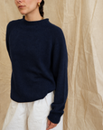 Maeve Funnel Neck Knit - Deep Navy