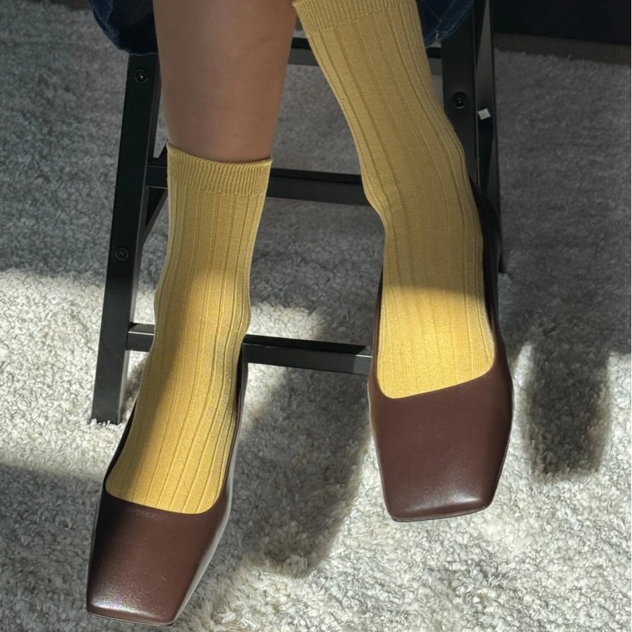 Her Socks Combed Cotton Rib Buttercup