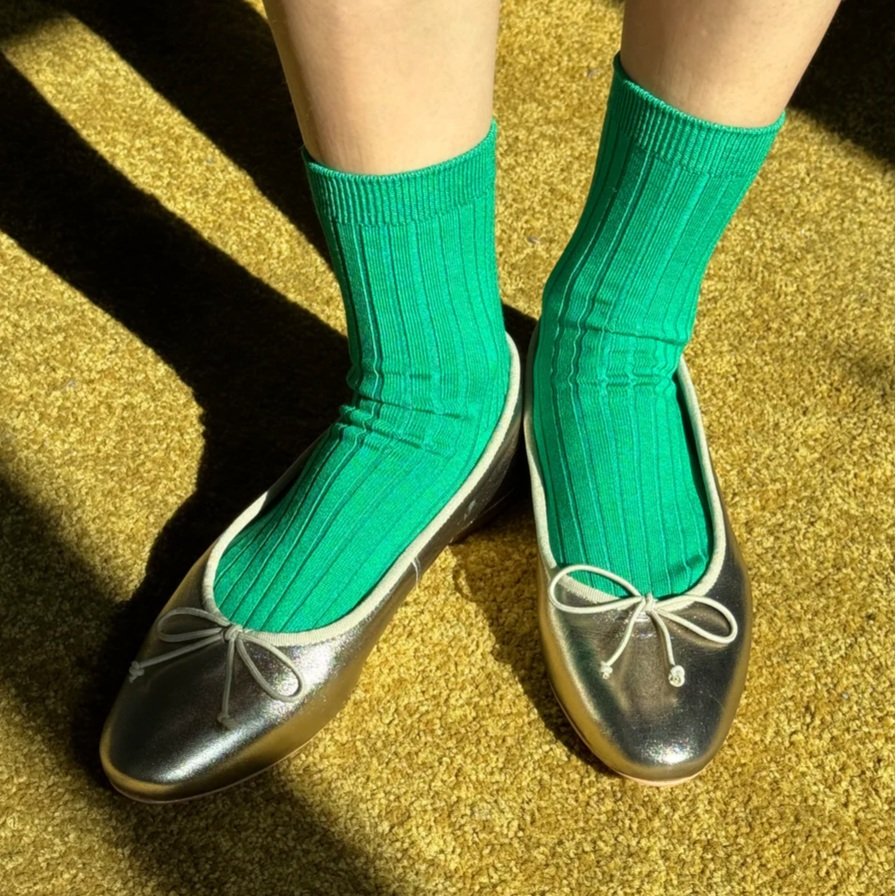 Her Socks Combed Cotton Rib Kelly Green