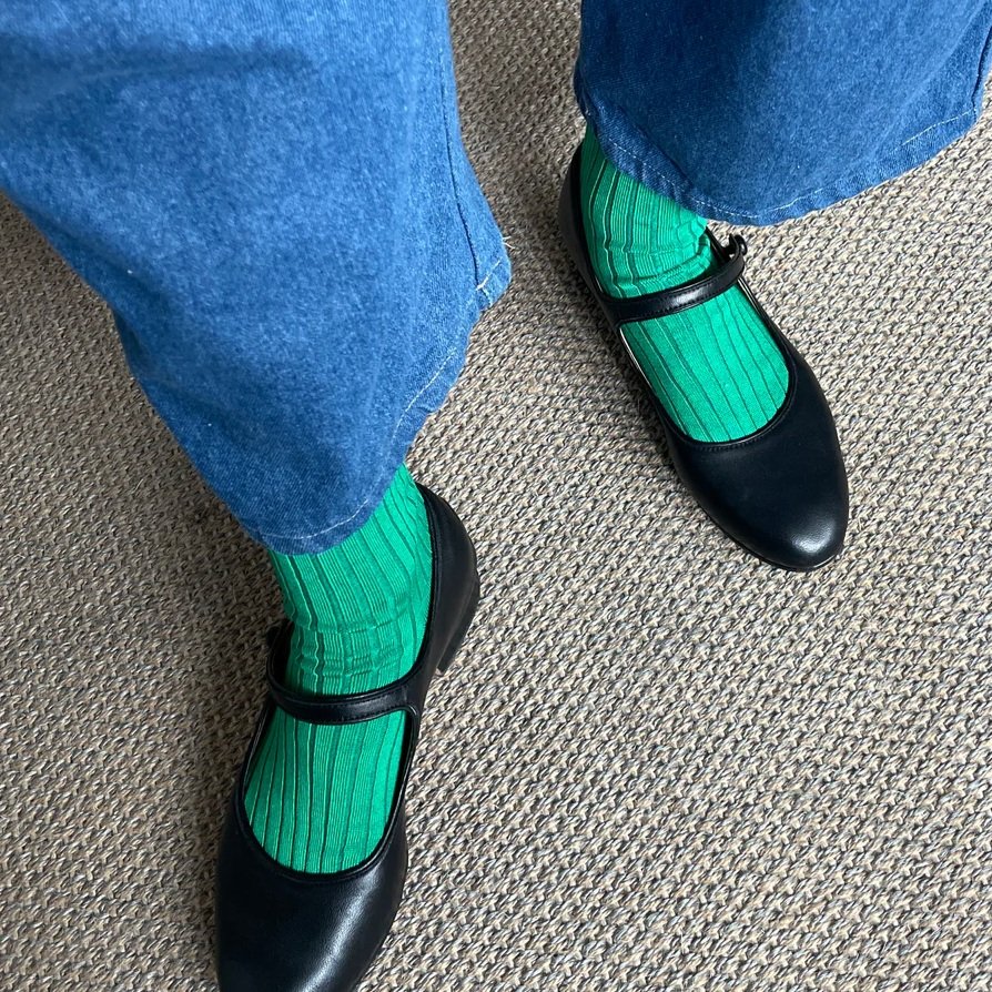 Her Socks Combed Cotton Rib Kelly Green