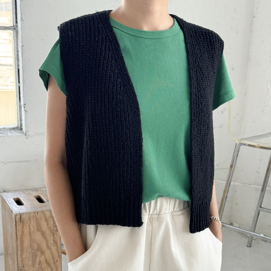 Granny Cotton Sweater Vest Black