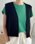 Granny Cotton Sweater Vest Black