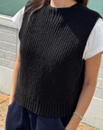 Granny Cotton Sweater Vest Black
