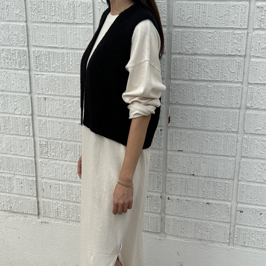Granny Cotton Sweater Vest Black