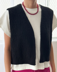 Granny Cotton Sweater Vest Black