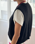 Granny Cotton Sweater Vest Black