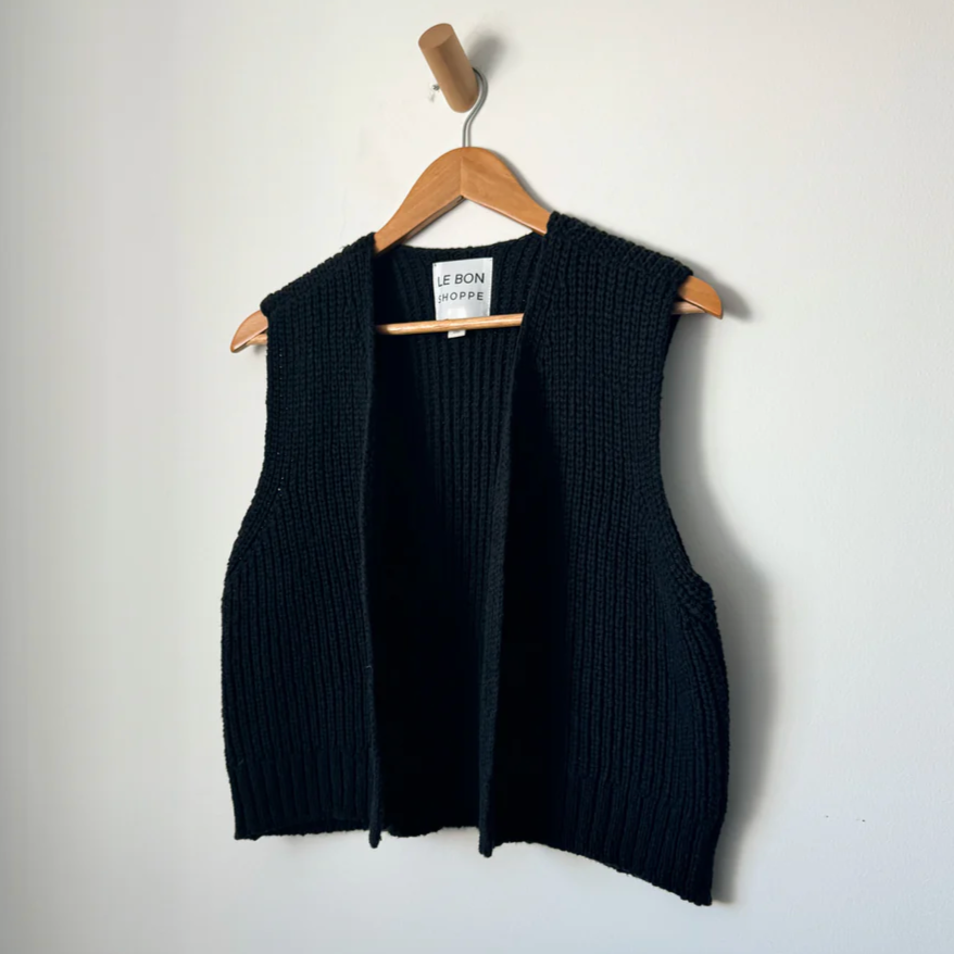 Granny Cotton Sweater Vest Black