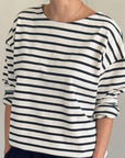 Marseille Boat Neck Top: Navy Stripe