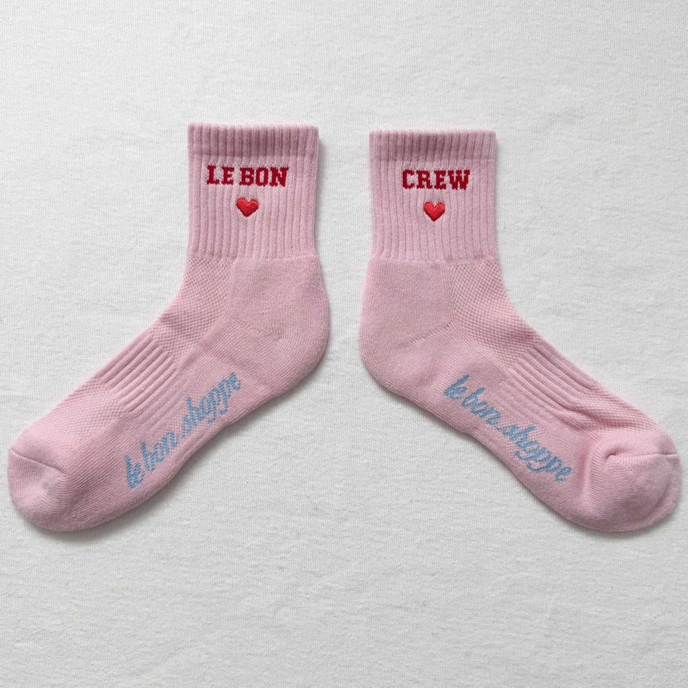 Embroidered Crew Socks: Strawberry Milk