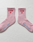 Embroidered Crew Socks: Strawberry Milk