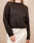 Round Neck Mohair Sweater: Navy Blue