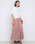 Asymmetrical Flowy Check Maxi Skirt