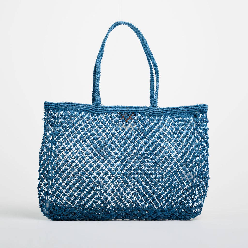 Amara Large Jute Shopper Bag-Navy: Navy