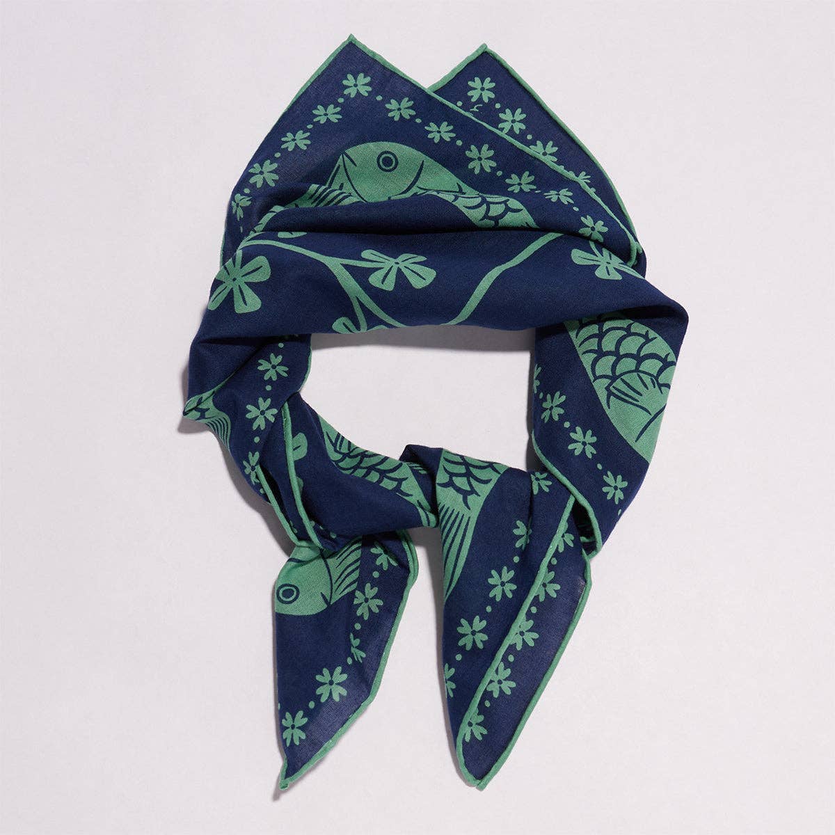 Lucky Jade Fish 100% Cotton Hand Printed Square Bandana