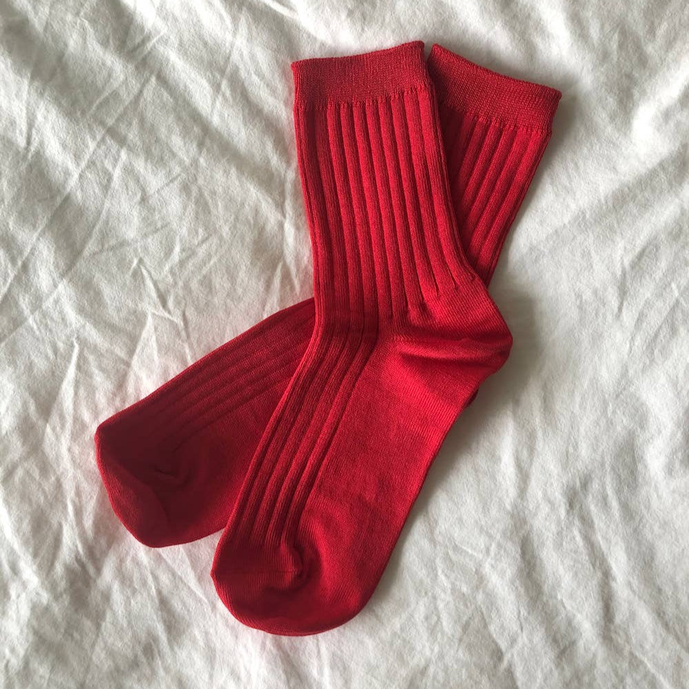 Her Socks Combed Cotton Rib: Classic Red