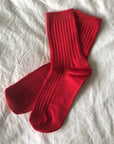 Her Socks Combed Cotton Rib: Classic Red