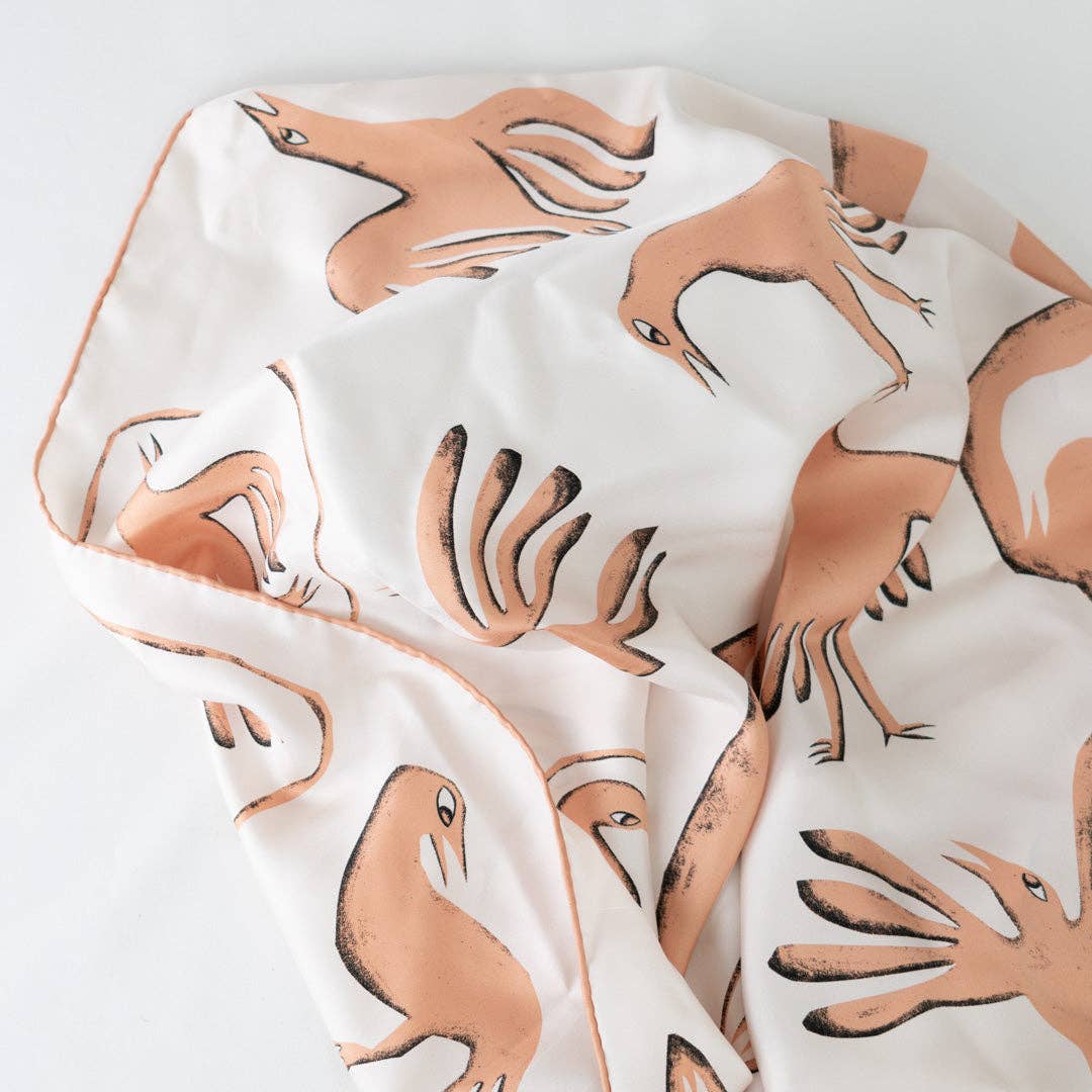 Modern Abstract Art Birds 100% Silk Scarf