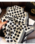 Black and White Polka Dots Silk Scarf