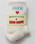 Embroidered Crew Socks: Vanilla