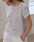 Chérie Tee: White / Navy