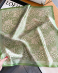Green Floral Silk Scarf