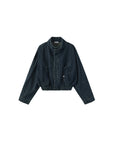 Funnel Neck Denim Jacket: SteelBlue