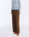 Wide Leg Double Pleated Trousers: Coffee