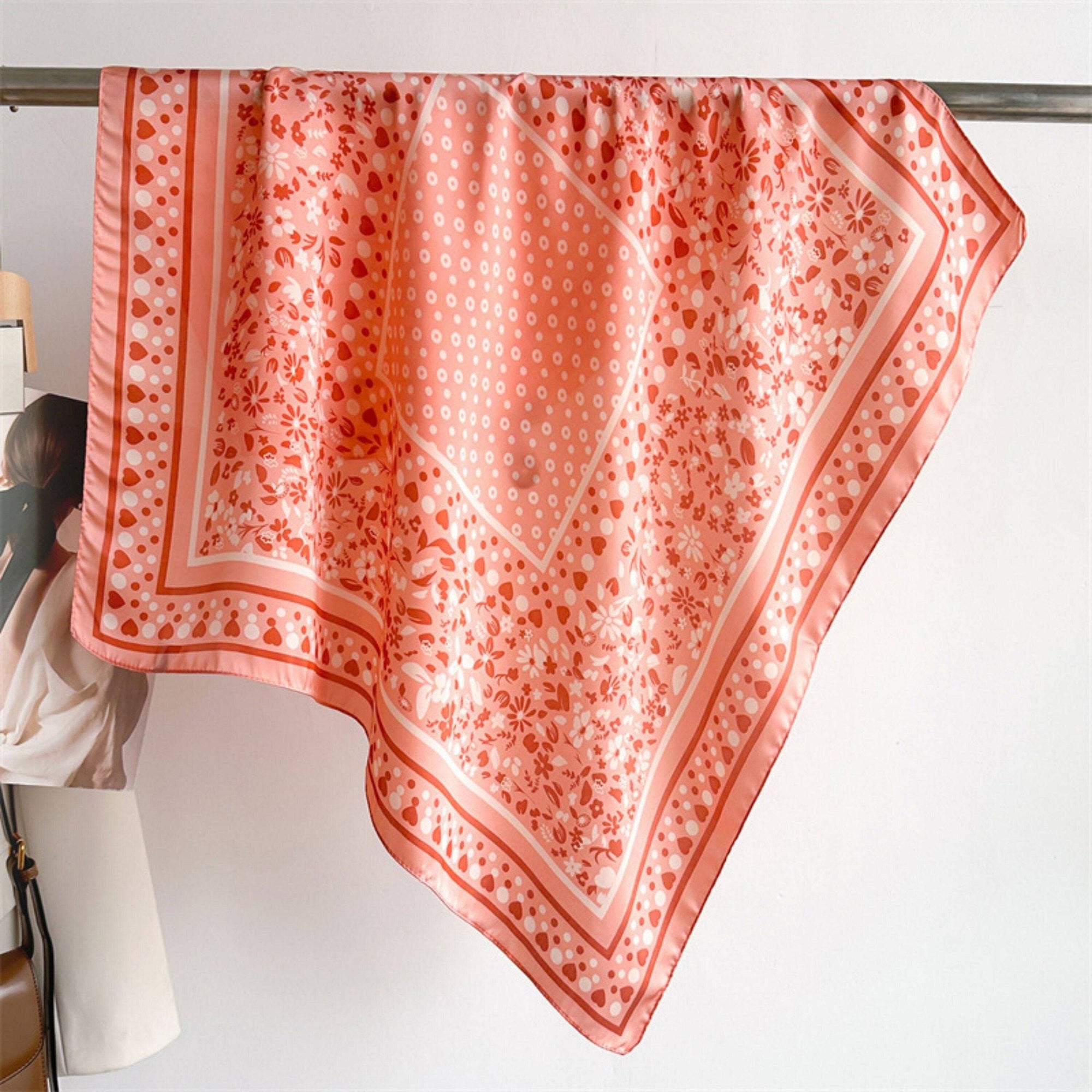 Pink Polka Dots Satin Scarf