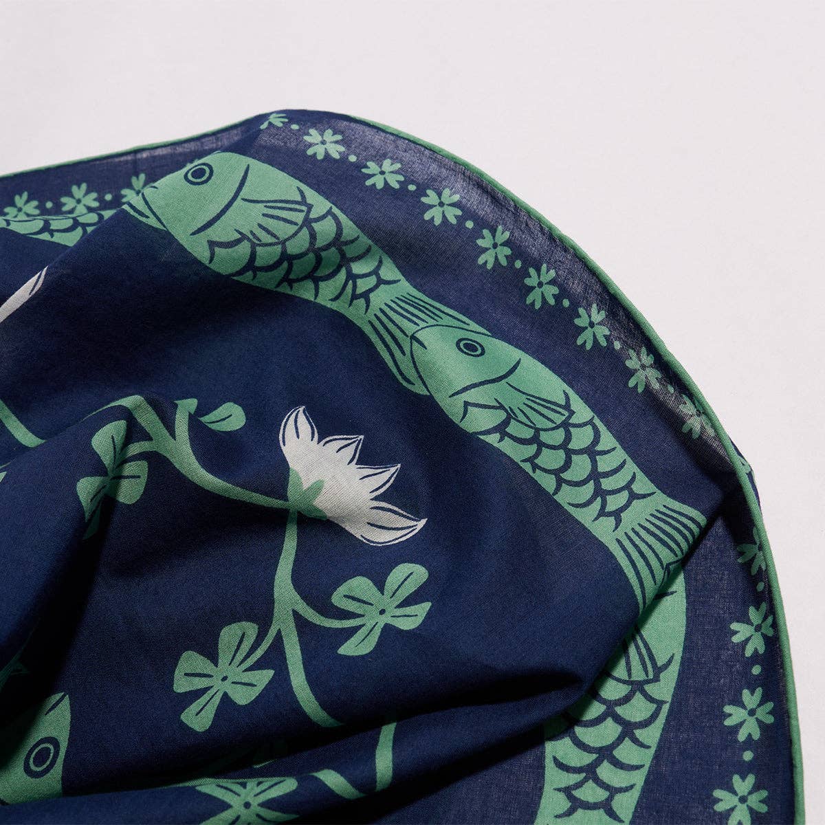 Lucky Jade Fish 100% Cotton Hand Printed Square Bandana