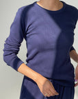 Pointelle Fundamental Tee: Navy