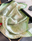 Green Floral Silk Scarf