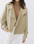 Overlay Cropped Trench Coat: Khaki / UN