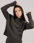 Crewneck sweater with rolled cuffs: Dark Grey