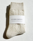 Cashmere Pointelle Socks: Cream