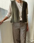 Granny Cotton Sweater Vest Olive Green