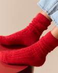 Postbox Red Ultra Soft Alpaca Ribbed Bed Socks: Postbox Red