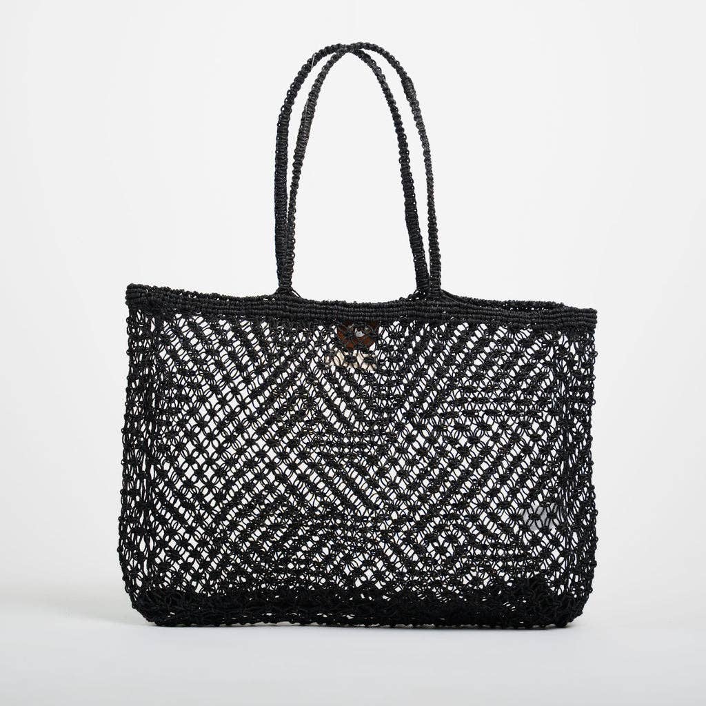 Amara Large Jute Bag- Black: Black