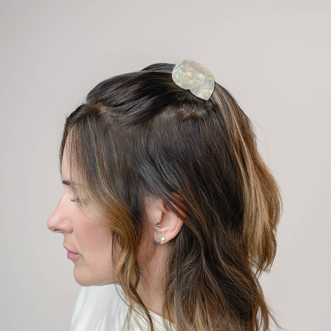 Siren Sea Shell Opal Acetate Mini Hair Claw for a Mermaid